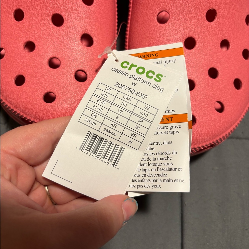 CROCS Women’s Hot Blush Classic Platform Clog Shoe Size 10 - Picture 5 of 8